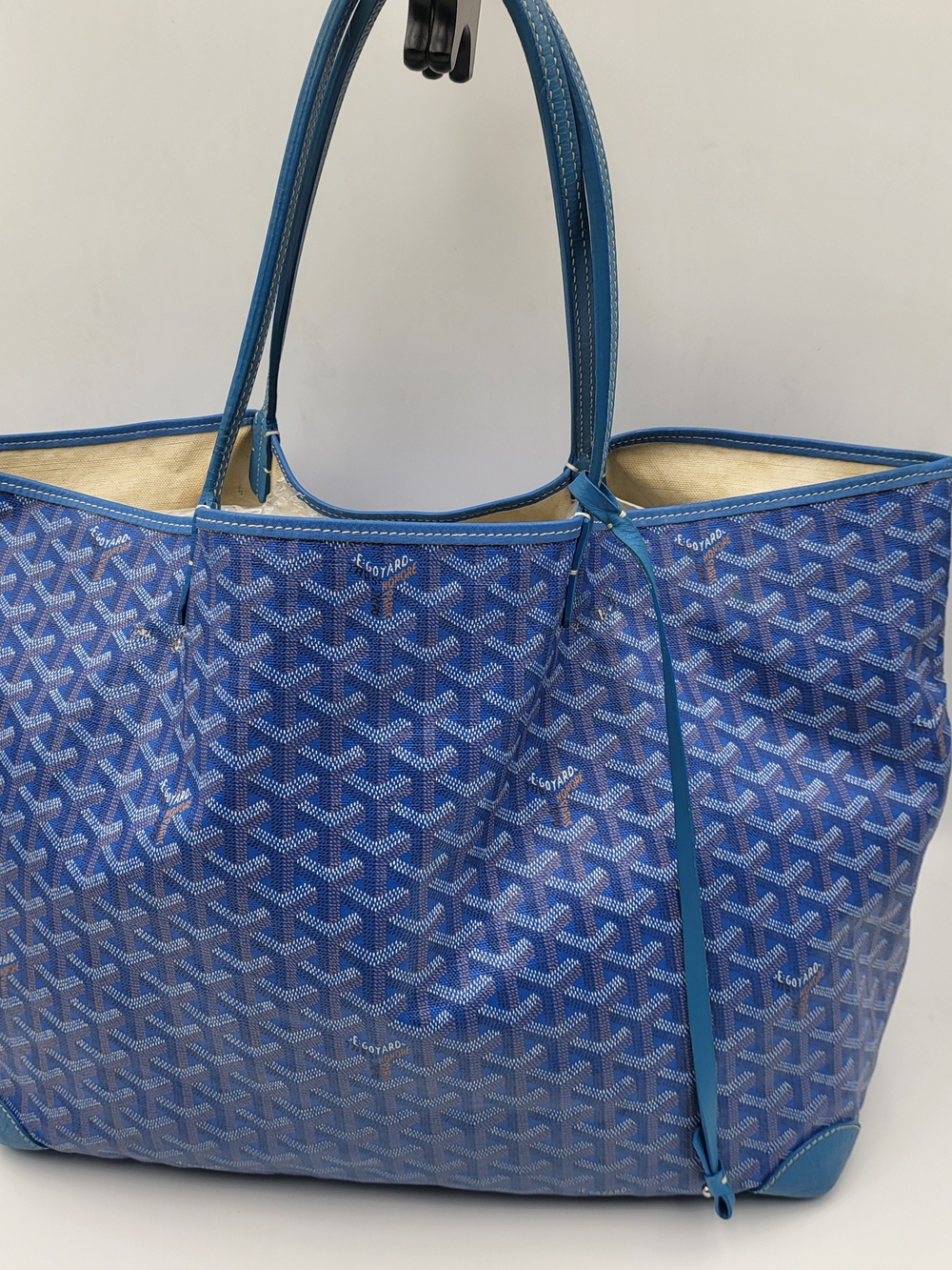 Goyard Blue St. Louis GM Tote Signature Goyardine Canvas, Auth w/COA.
